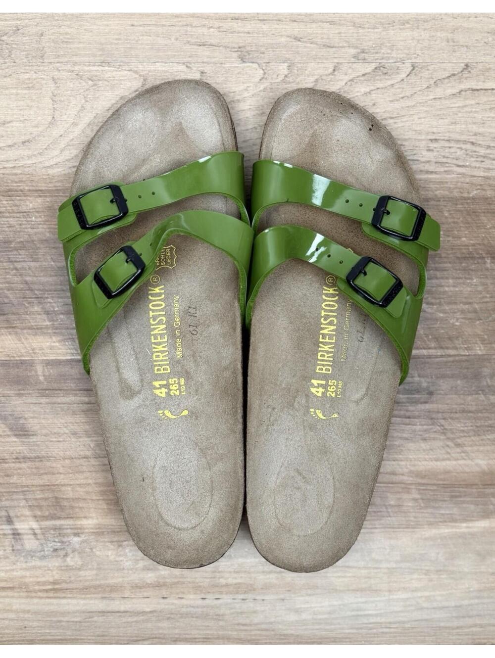 Birkenstock Ibiza Green Patent Leather Sandals Womens Size 41 (USA Sz 10)